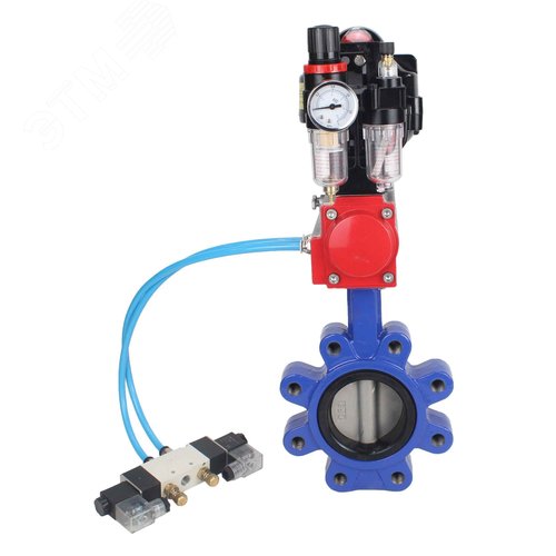 Затвор дисковый поворотный QT450-304-EPDM-2W-Fb-H Ду65 Ру16 чугун QT450, диск нержавеющая сталь 304, уплотнение EPDM, пневмопривод DA-065, пневмораспределитель PND1-S2EM-52-2-T08-220VAC, БКВ LSB-510-02ExM12-250 и БПВ APU1-10-40-V08 - фото 6