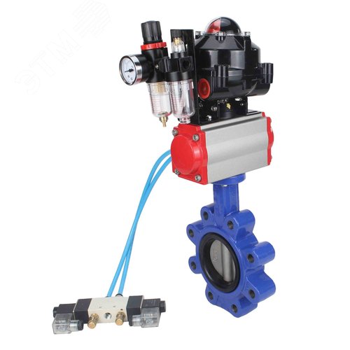 Затвор дисковый поворотный QT450-304-EPDM-2W-Fb-H Ду65 Ру16 чугун QT450, диск нержавеющая сталь 304, уплотнение EPDM, пневмопривод DA-065, пневмораспределитель PND1-S2EM-52-2-T08-220VAC, БКВ LSB-510-02ExM12-250 и БПВ APU1-10-40-V08 - фото 7
