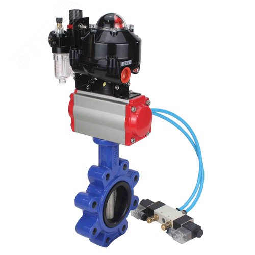 Затвор дисковый поворотный QT450-304-EPDM-2W-Fb-H Ду65 Ру16 чугун QT450, диск нержавеющая сталь 304, уплотнение EPDM, пневмопривод DA-065, пневмораспределитель PND1-S2EM-52-2-T08-220VAC, БКВ LSB-510-02ExM12-250 и БПВ APU1-10-40-V08 - DN.ru