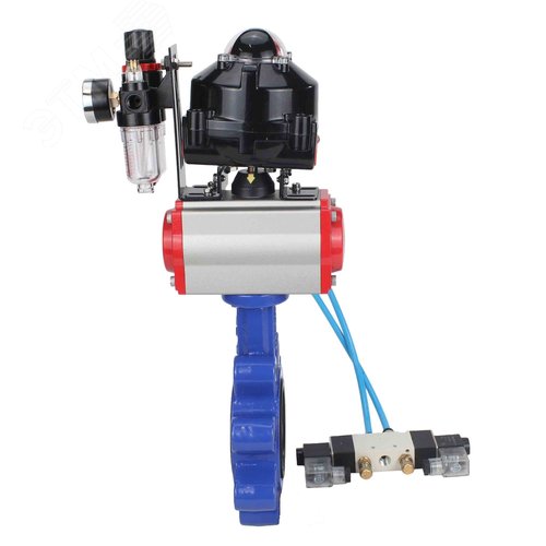 Затвор дисковый поворотный QT450-304-EPDM-2W-Fb-H Ду65 Ру16 чугун QT450, диск нержавеющая сталь 304, уплотнение EPDM, пневмопривод DA-065, пневмораспределитель PND1-S2EM-52-2-T08-220VAC, БКВ LSB-510-02ExM12-250 и БПВ APU1-10-40-V08 - фото 8