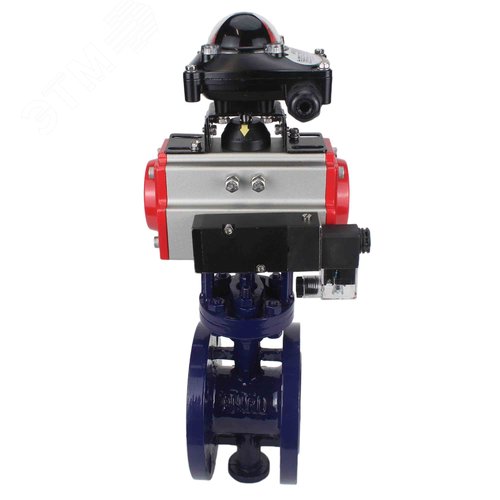 Затвор дисковый с тройным эксцентриситетом WCB-304-M-F-ISO Ду150 Ру25 фланцевый, корпус углеродистая сталь WCB, диск нержавеющая сталь 304, METAL, пневмопривод DA-160, пневмораспределитель PND2-S1EM-52-1NC-J08-220VAC и БКВ LSB-210-02NM12-220/24 - фото 2