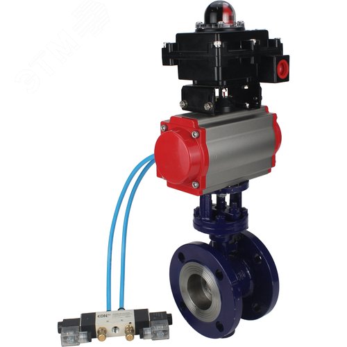 Затвор дисковый с тройным эксцентриситетом WCB-304-M-F-ISO Ду125 Ру25 фланцевый, корпус углеродистая сталь WCB, диск нержавеющая сталь 304, METAL, пневмопривод DA-140, пневмораспределитель PND1-S2EM-52-2-T10-220VAC и БКВ LSB-410-02ExM12-250 - фото 3