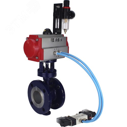 Затвор дисковый с тройным эксцентриситетом WCB-316-M-F-ISO Ду65 Ру25 фланцевый, корпус углеродистая сталь WCB, диск нержавеющая сталь 316, METAL, пневмопривод DA-083, пневмораспределитель PND1-S2EM-52-2-T10-220VAC и БПВ APU1-10-40-V08 - фото 7