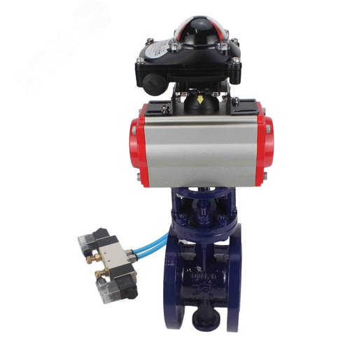 Затвор дисковый с тройным эксцентриситетом WCB-304-M-F-ISO Ду65 Ру25 фланцевый, корпус углеродистая сталь WCB, диск нержавеющая сталь 304, METAL, пневмопривод DA-083, пневмораспределитель PND1-S2EM-52-2-T08-220VAC и БКВ LSB-210-02NM12-220/24 - фото 4