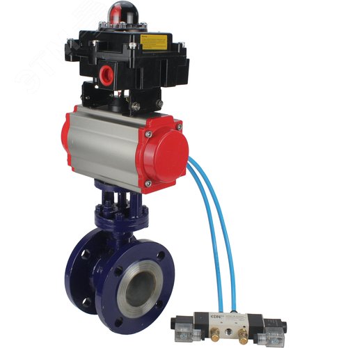 Затвор дисковый с тройным эксцентриситетом WCB-304-M-F-ISO Ду125 Ру25 фланцевый, корпус углеродистая сталь WCB, диск нержавеющая сталь 304, METAL, пневмопривод DA-140, пневмораспределитель PND1-S2EM-52-2-T08-220VAC и БКВ LSB-410-02ExM12-250 - фото 5