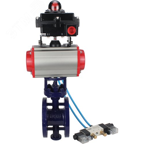 Затвор дисковый с тройным эксцентриситетом WCB-304-M-F-ISO Ду125 Ру25 фланцевый, корпус углеродистая сталь WCB, диск нержавеющая сталь 304, METAL, пневмопривод DA-140, пневмораспределитель PND1-S2EM-52-2-T08-220VAC и БКВ LSB-410-02ExM12-250 - фото 4