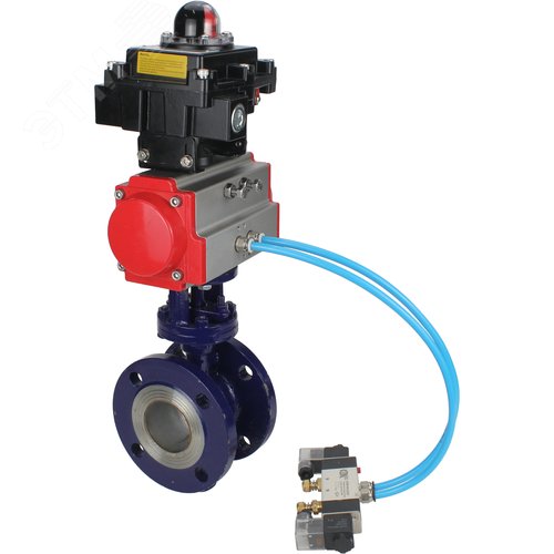 Затвор дисковый с тройным эксцентриситетом WCB-304-M-F-ISO Ду125 Ру25 фланцевый, корпус углеродистая сталь WCB, диск нержавеющая сталь 304, METAL, пневмопривод DA-140, пневмораспределитель PND1-S2EM-52-2-T08-220VAC и БКВ LSB-410-02ExM12-250 - фото 7