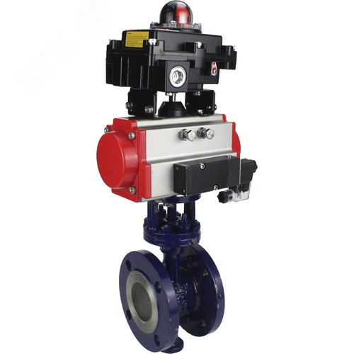 Затвор дисковый с тройным эксцентриситетом WCB-316-M-F-ISO Ду65 Ру25 фланцевый, корпус углеродистая сталь WCB, диск нержавеющая сталь 316, METAL, пневмопривод DA-083, пневмораспределитель PND2-S1EM-52-1NC-J08-220VAC и БКВ LSB-410-02ExM12-250 - фото 3