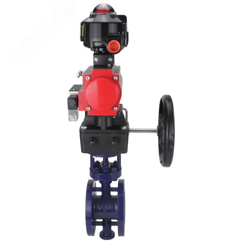 Затвор дисковый с тройным эксцентриситетом WCB-304-M-F-ISO Ду125 Ру25 фланцевый сталь WCB диск нержавеющая сталь 304 METAL, пневмопривод DA-140, пневмораспределитель PND2-S1EM-52-1NC-J08-220VAC БКВ LSB-510-02ExM12-250, ручной дублёр HDM-4 - фото 4