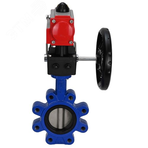 Затвор дисковый поворотный QT450-304-EPDM-2W-Fb-H Ду50 Ру16 корпус чугун QT450, диск нержавеющая сталь 304, уплотнение EPDM, с пневмоприводом DA-065 и редуктором HDM-1 - фото 5