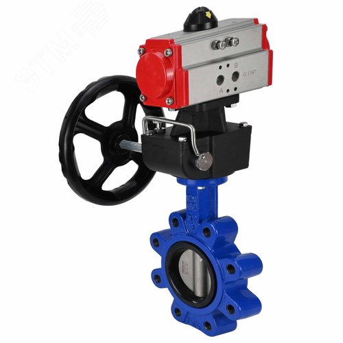 Затвор дисковый поворотный QT450-304-EPDM-2W-Fb-H Ду50 Ру16 корпус чугун QT450, диск нержавеющая сталь 304, уплотнение EPDM, с пневмоприводом DA-065 и редуктором HDM-1 - фото 8