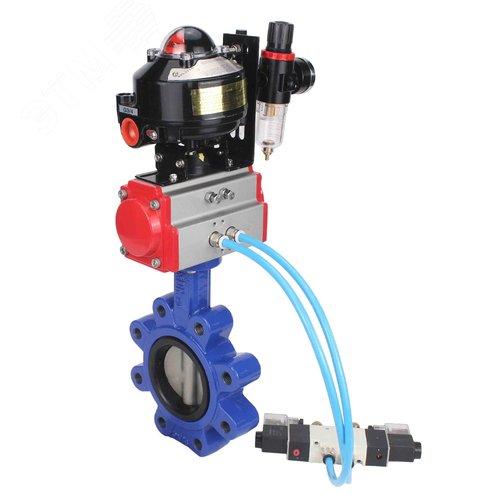 Затвор дисковый поворотный QT450-304-EPDM-2W-Fb-H Ду50 Ру16 чугун QT450, диск нержавеющая сталь 304, уплотнение EPDM, пневмопривод SA-083, пневмораспределитель PND1-S2EM-52-2-T10-220VAC, БКВ LSB-510-02ExM12-250 и БПВ APU1-10-40-V08 - DN.ru