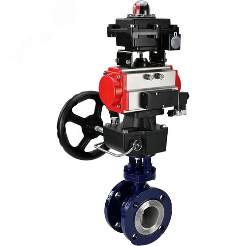 Затвор дисковый с тройным эксцентриситетом WCB-304-M-F-ISO Ду50 Ру25 фланцевый сталь WCB диск нержавеющая сталь 304 METAL, пневмопривод DA-083, пневмораспределитель PND2-S1EM-52-1NC-J08-220VAC БКВ LSB-410-02ExM12-250, ручной дублёр HDM-2 - DN.ru