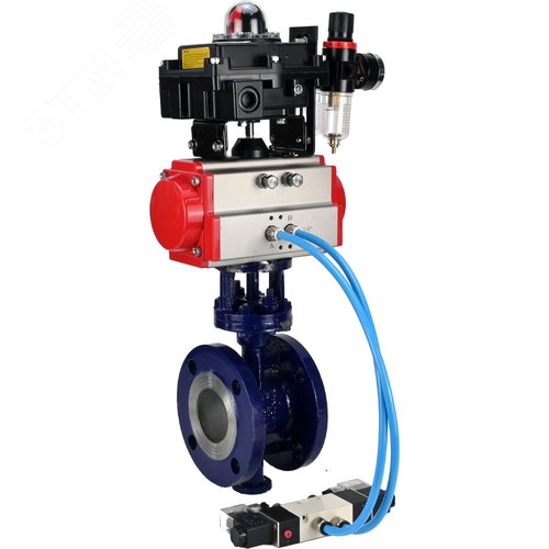 Затвор дисковый с тройным эксцентриситетом WCB-304-M-F-ISO Ду125 Ру25 фланцевый, углеродистая сталь, диск нержавеющая сталь, METAL, пневмопривод DA-140, пневмораспределитель PND1-S2EM-52-2-T08-220VAC, БКВ LSB-410-02ExM12-250, БПВ APU1-10-40-V08 - DN.ru