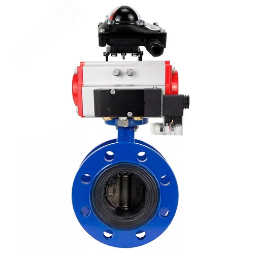 Затвор дисковый поворотный GGG40-304-EPDM-2W-F-R Ду250 Ру16 чугун GGG40, диск нержавеющая сталь 304, уплотнение EPDM, с пневмоприводом DA-210, пневмораспределителем PND2-S1EM-52-1NC-J08-220VAC и БКВ LSB-210-02NM12-220/24 - DN.ru
