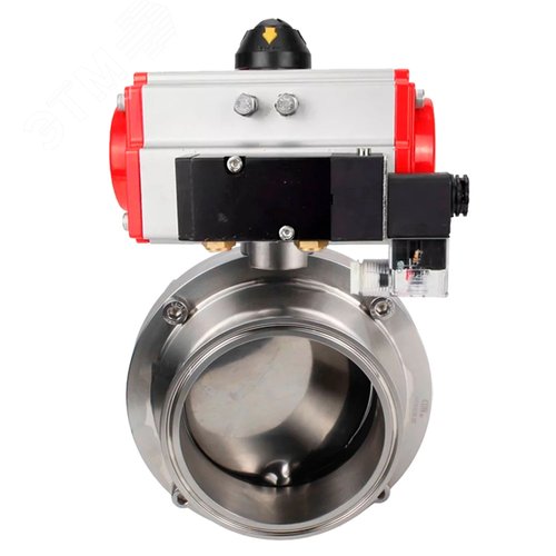 Затвор дисковый поворотный кламповый 304-304-Sil-2W-C-H Ду100 Ру10 корпус пищевая нержавеющая сталь 304, уплотнение – Silicon, с пневмоприводом DA-052 и пневмораспределителем PND2-S1EM-52-1NC-J08-220VAC - DN.ru