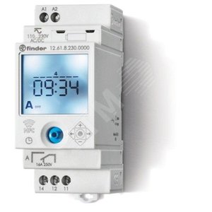 Реле времени цифровое недельное монтаж на рейку 35мм 1СO 16A 110-230B AC/DC NFC 35мм IP20 (12.61.8.230.0000) - Finder