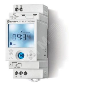 Реле времени цифровое недельное ASTRO монтаж на рейку 35мм 1СO 16A 110-230B AC/DC NFC 35мм IP20 (12.A1.8.230.0000) - Finder