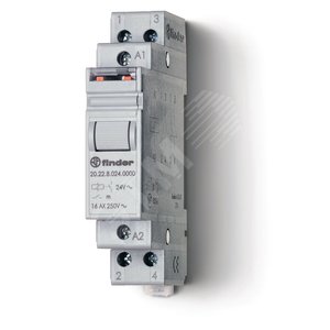 Реле шаговое модульное электромеханическое, 2NO 16А, 2 состояния, контакты AgSnO2, питание 8В АC, ширина 17.5мм, степень защиты IP20