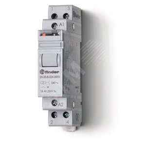 Реле шаговое модульное электромеханическое, 1NC+1NO 16А, 2 состояния, контакты AgNi, питание 24В DC, ширина 17.5мм, степень защиты IP20