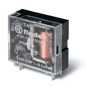 Миниатюрные PCB-реле, выводы с шагом 3.5мм, AgCdO, 1CO 10A, катушка DC Конфигурация с контактами NO (40.41.7.048.2300) - FINDER