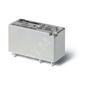 Реле низкопрофильное миниатюрное электромеханическое, монтаж на печатную плату, выводы с шагом 3.5мм, 1CO 12A, Контакты AgNi+Au, катушка 24В DС, влагозащита RTIII