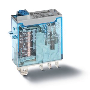 Реле электромеханическое промышленное миниатюрное, монтаж в розетку или наконечники Faston (4.8х0.5мм), 1СO 16A, контакты AgSnO2, катушка 110В DC, влагозащита RTII, опции: нет, специальная версия для Ж/Д-транспорта