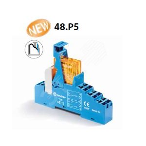 Модуль интерфейсный сборка 40.52.8.230.0000 + 99.02.0.230.98 + 95.P5SMA, электромеханическое реле, 2CO 8A, контакты AgNi, питание 230В AC, IP20, безвинтовые клеммы Push-in, металлическая клипса, LED + варистор