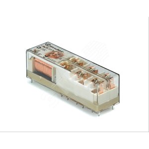 Реле безопасности электромеханическое (реле с принудительным управлением контактами), монтаж на печатную плату, 4NO + 2NC, контакты AgSnO2+Au, катушка 12В DC, влагоащита RTIII