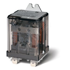 Реле силовое электромеханическое, монтаж в наконечники Faston 250 (6.3х0.8мм), 2NO 16A, контакты AgSnO2 (зазор 3 мм), катушка 230В AC, степень защиты RTI, монтажный фланец, опции: нет