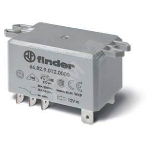 Реле силовое электромеханическое, монтаж в наконечники Faston 250 (6.3x0.8мм), 2NO 30A, контакты AgNi, катушка 110В AC, степень защиты RTII, УХЛ4, монтажный фланец, опции: нет