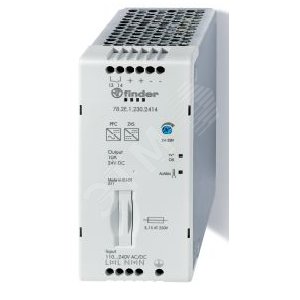 Источник питания импульсный вход 110-250В AC/DC выход 24В DC 240Вт Компенсация реактивной мощности 60мм контакт предтревога IP20 (1шт) (78.2E.1.230.2415PAS) - FINDER