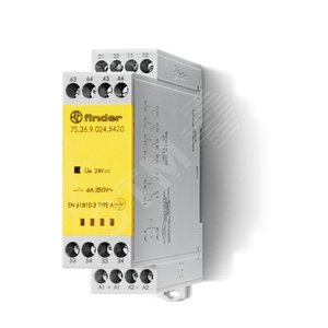 Модульное электромеханическое реле безопасности (реле с принудительным управлением контактами), 4NO+2NC 6A, контакты AgNi+Au, катушка 230В AC, винтовые клеммы, ширина 22.5мм, степень защиты IP54, упаковка 1шт. (7S.36.8.230.5420PAS)