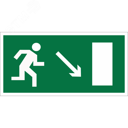 Знак безопасности BL-3015B.E07''Напр. к эвакуационному выходу направо вниз''
