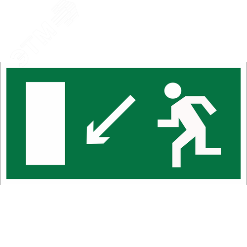 Знак безопасности BL-3015B.E08''Напр. к эвакуационному выходу налево вниз''