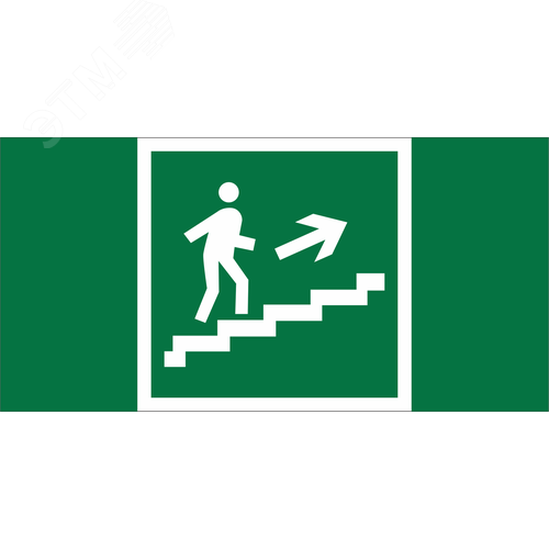 Знак безопасности NPU-2714.E15''Напр. к эвакуац. выходу по лестн. вверх (прав.)''