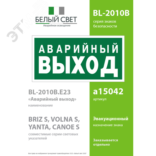 Знак безопасности BL-2010B.E23''Аварийный выход'' 2
