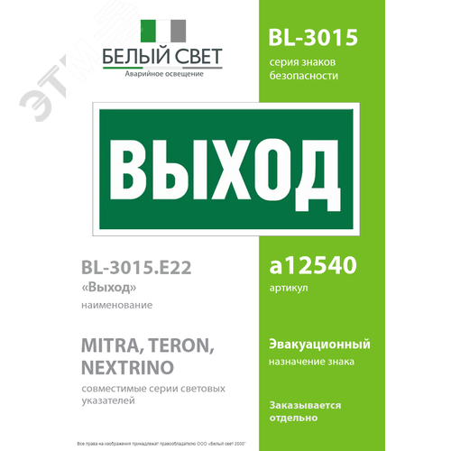 Знак безопасности BL-3015.E22''Выход'' 2