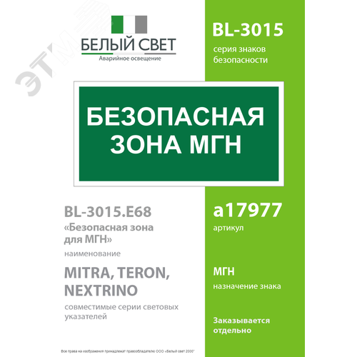 Знак безопасности BL-3015.E68''Безопасная зона для МГН'' - фото 2