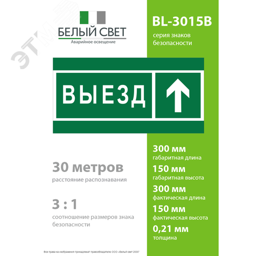 Знак безопасности BL-3015B.N06 Направление к воротам выезда прямо - фото 4