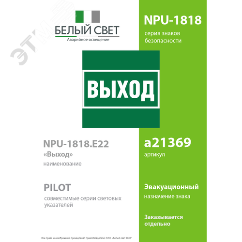 Знак безопасности NPU-1818.E22Выход - фото 2