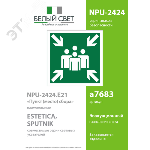 Знак безопасности NPU-2424.E21''Пункт (место) сбора'' 2