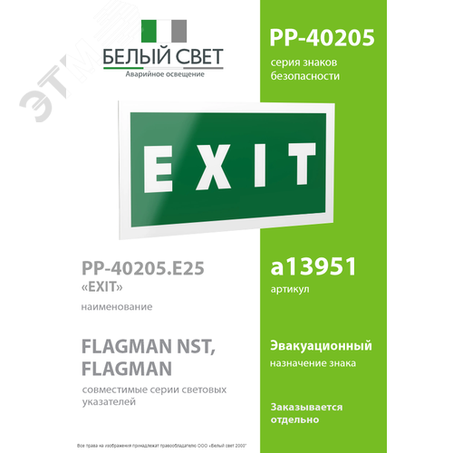 Знак безопасности PP-40205.E25''EXIT'' 2