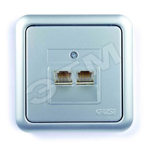 GUSI Розетка компьютерная двойная в рамку серебро (С1К2-004) - GUSI Electric