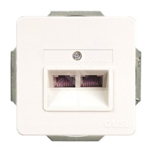 Extra МЕХАНИЗМ Роз. Комп.+Тел. (RJ45 CAT 5, RJ45), СП, Бел - GUSI Electric