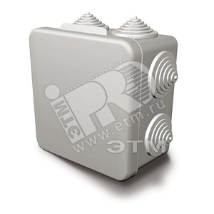 Коробка распределительная 80х80х55 7 муфт, IP54, открытой проводки, серый - GUSI Electric