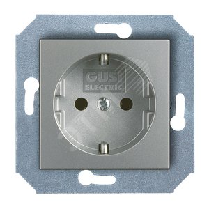 CITY Розетка х 1 с/з в рамку  серебро - GUSI Electric