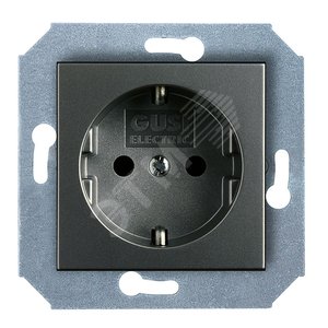 CITY Розетка х 1 с/з в рамку  графит - GUSI Electric