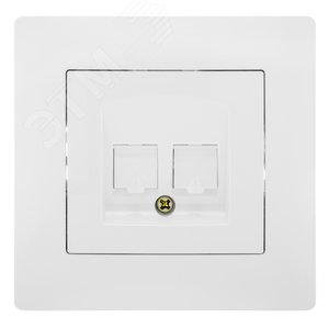 GUSI Bravo Розетка  компьютерная RJ45, двойная, скрытая установка,    с  одноместной  рамкой С1010-001.  Цвет белый. (С10К2-001-СБ) - GUSI Electric