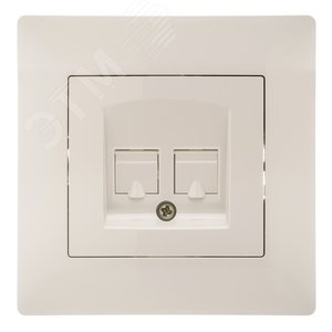 GUSI Bravo Розетка  компьютерная и телефонная (RJ45, RJ12), скрытая установка,    с  одноместной  рамкой С1010-001.  Цвет бежевый. - GUSI Electric
